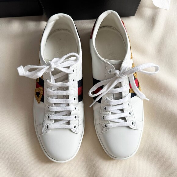 Gucci "Ace" Loved Sneakers in White, size 38 (Fits roomy, like an 8.5) - Picture 3 of 12